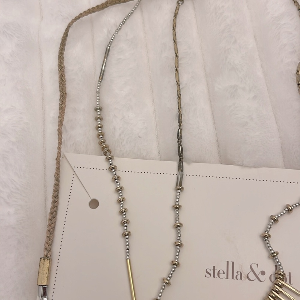 Stella and Dot Riad 7-in-1 or 3-in-1 layered rose quartz tassel Necklace EUC - Picture 9 of 10